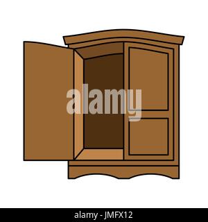 Armoire bois rétro. Meubles pour les vêtements. Vintage Cabinet. Vieille commode Illustration de Vecteur