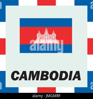 L'enseigne officielle, drapeau et d'arm du Cambodge Illustration de Vecteur