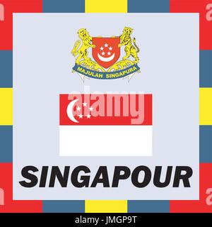 L'enseigne officielle, drapeau et d'arm de Singapour Illustration de Vecteur