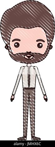 Crayon couleur caricature silhouette homme marié en costume officiel de mariage avec van Dyke beard Illustration de Vecteur