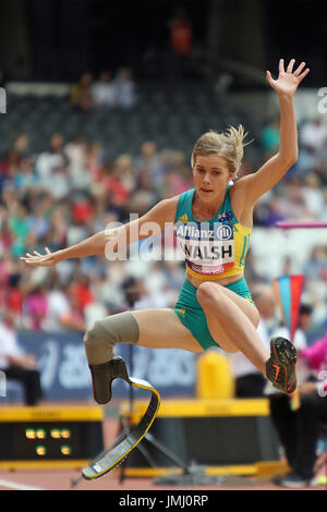 Sarah Walsh de l'Australie dans le saut en longueur femmes T44 à la finale des Championnats du monde à Londres 2017 Para Banque D'Images