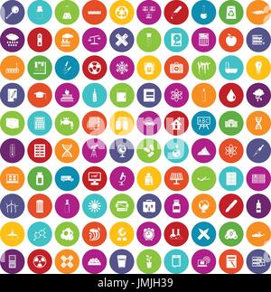 Chimie 100 icons set color Illustration de Vecteur