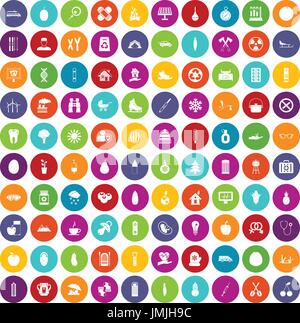 100 icônes de la santé de l'enfant couleur Illustration de Vecteur