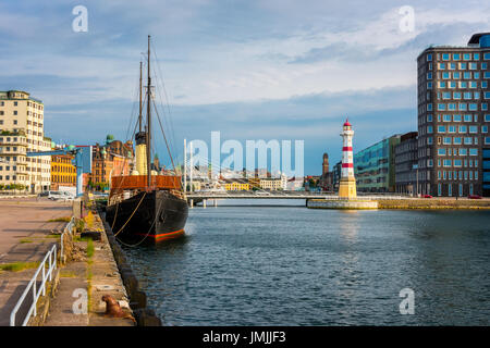 Phare de port de Malmo Suède Banque D'Images