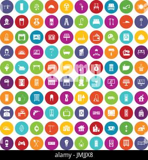 100 maison confortable icons set color Illustration de Vecteur