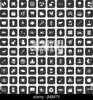 Vache noire 100 icons set Illustration de Vecteur