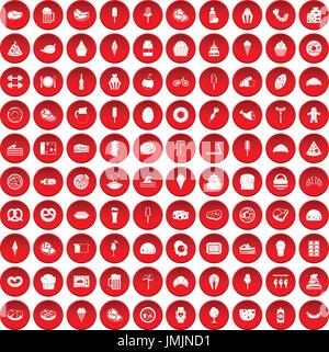 100 calories icons set red Illustration de Vecteur