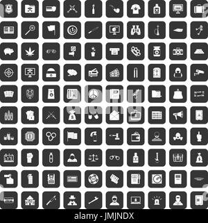 100 Infraction pénale icons set black Illustration de Vecteur