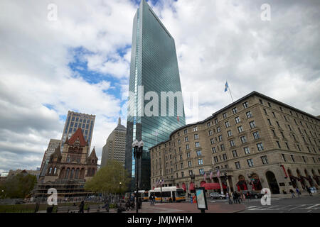 L'église Trinity John Hancock Tower et Fairmont Copley Plaza Hotel Boston Copley Square USA Banque D'Images