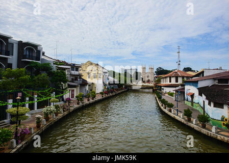 Vue de la rivière Melaka, Malacca, Malaisie Banque D'Images