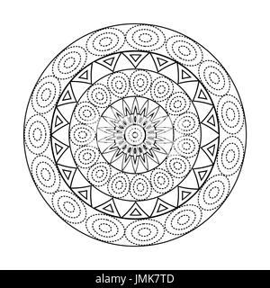 Mandalas pour livre à colorier. Noir et blanc décoration ornement Contour rond. Forme de fleur inhabituelle. Oriental et thérapie anti-stress yoga l. Banque D'Images