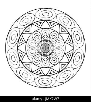 Mandalas pour livre à colorier. Noir et blanc décoration ornement Contour rond. Forme de fleur inhabituelle. Oriental et thérapie anti-stress yoga l. Banque D'Images