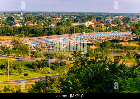 Vue de Sandomierz pente sur la Vistule Banque D'Images