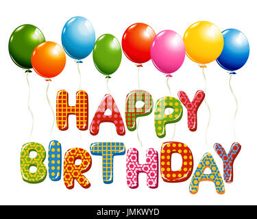 Joyeux anniversaire lettres avec des ballons Banque D'Images