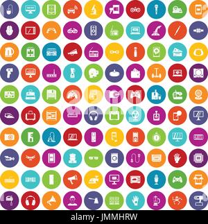 100 icônes d'applications définir la couleur de l'appareil Illustration de Vecteur