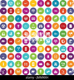 Eco 100 icônes de couleur Illustration de Vecteur