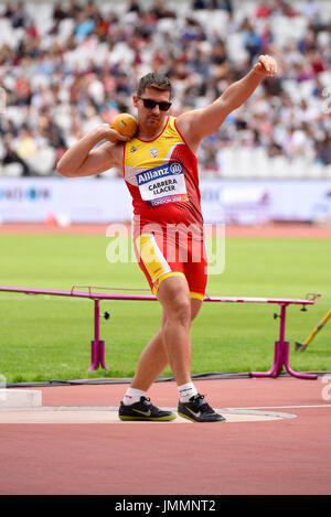 Hector Cabrera Llacer concurrentes dans le lancer du poids dans le monde Para athlétisme championnats dans le stade de Londres Banque D'Images