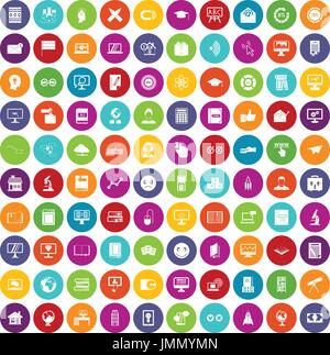 100 e-learning icons set color Illustration de Vecteur