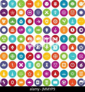 100 icônes de définir la couleur de l'emblème Illustration de Vecteur