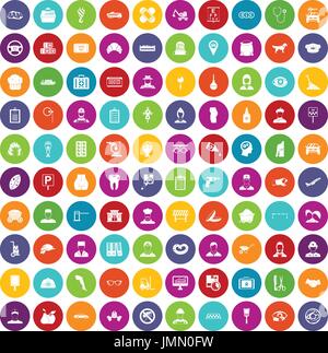 100 travail favorite icons set color Illustration de Vecteur