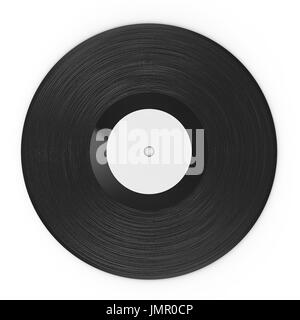 Le rendu 3D black vinyl record isolated on white Banque D'Images