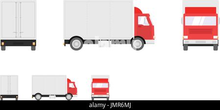 Illustration du chariot. Avant, latérale, arrière du camion de transport isolé sur fond blanc. Perfect Pixel design plat moderne, illustration. Illustration de Vecteur