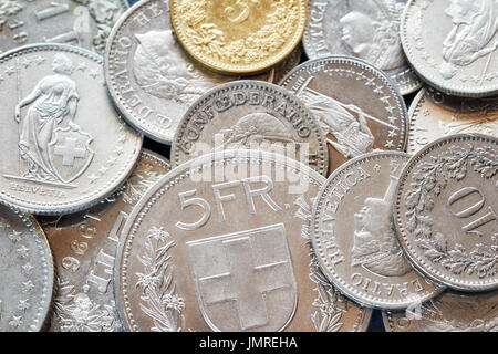 Extreme close up photo du franc suisse, faible profondeur de champ. Banque D'Images