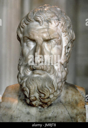 Épicure (341-270 av. J.-C.). Philosophe grec. Buste. Copie romaine d'un original grec du 3e siècle avant J.-C.. Musée du Louvre. ParIs. La France. Banque D'Images