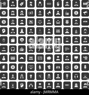 100 headhunter icons set black Illustration de Vecteur