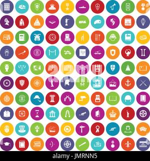 L'histoire 100 icons set color Illustration de Vecteur