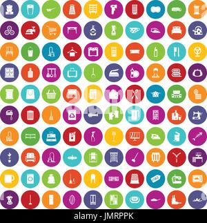 100 ménage icons set color Illustration de Vecteur