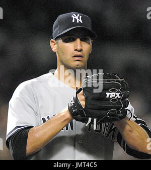 Hideki Matsui of the New York Yankees during batting practice before a 2007  MLB season game against the Los Angeles Angels at Angel Stadium in Anaheim,  California. (Larry Goren/Four Seam Images via