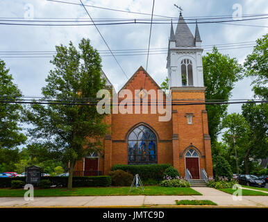 Manasquan, NJ USA -- le 27 juillet 2017 Vue de face de la première Église presbytérienne à Manasquan, NJ. Editorial Utilisez uniquement Banque D'Images