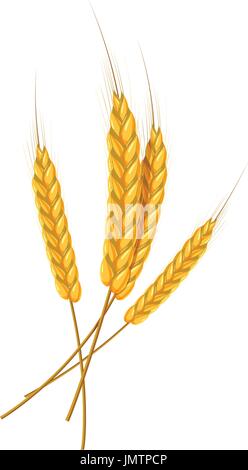 4 les épis de blé, l'icône de style cartoon Illustration de Vecteur
