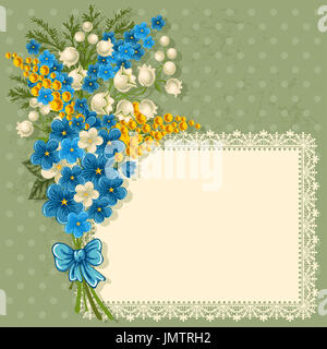 Jolie carte de souhaits avec bouquet de fleurs de printemps et de la place pour votre texte Banque D'Images