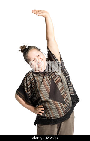 Portrait of a young woman exercising. Isolé sur fond blanc avec clipping path Banque D'Images