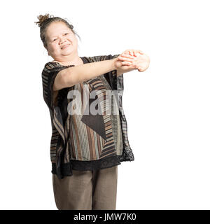 Portrait of a young woman exercising. Isolé sur fond blanc avec clipping path Banque D'Images