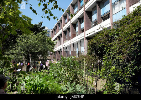 Jardin communautaire et appartements des années 1950 sur le Golden Lane Estate Dans la ville de Londres EC2 Royaume-Uni KATHY DEWITT Banque D'Images