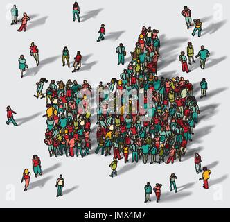 Mains Thumbs up symbole grand groupe de personnes Illustration de Vecteur