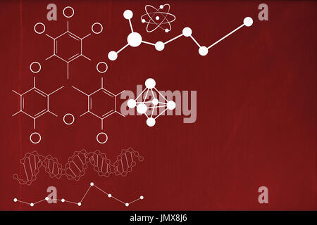 Illustration de formules chimiques contre blackboard with copy space sur planche de bois Banque D'Images