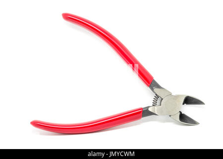 Ouvrir la pince rouge et traitées sur un fond blanc.Tools series. Banque D'Images