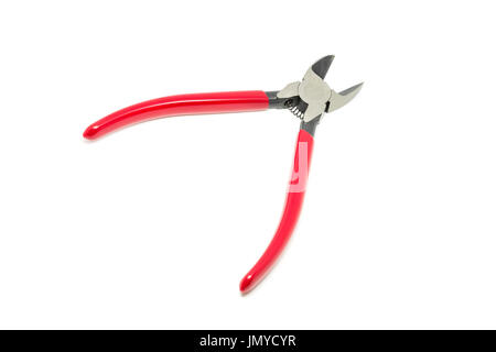 Ouvrir la pince rouge et traitées sur un fond blanc.Tools series. Banque D'Images