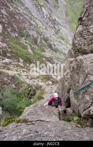 Journée d'escalade dans le parc national de Snowdonia, le nord du Pays de Galles, Royaume-Uni Banque D'Images