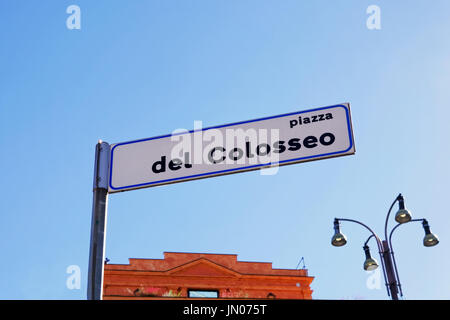 Piazza del Colosseo Street Indicateur, Rome, Italie Banque D'Images