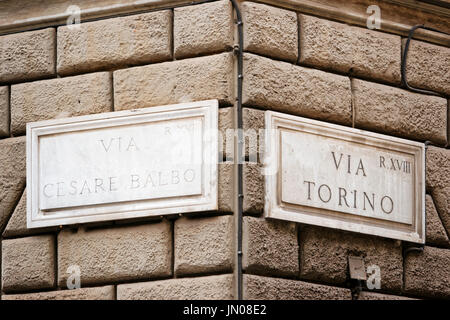 Via Torino street signe sur le mur, Rome, Italie Banque D'Images