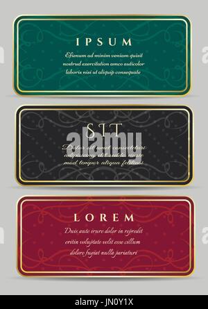 Ensemble de luxe vintage cartes horizontal avec un beau motif baroque et à la frontière. Vector illustration Illustration de Vecteur