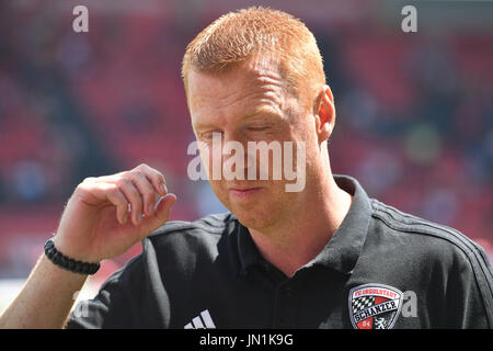 Berlin, Deutschland. 29 juillet, 2017. Maik Walpurgis (Formateur Ingolstadt), Einzelbild angeschnittenes Einzelmotiv Portraet,,, Portrait, Portrat. Fussball 2. Bundesliga/ FC Ingolstadt-FC Union Berlin 0-1, 1.Spieltag, Spieltag01, Liga2, Saison 2017/18 am 29.07.2017, AUDI SPORTPARK., | Verwendung weltweit Credit : dpa/Alamy Live News Banque D'Images