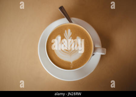 Vue de dessus de table à café cappuccino sur Banque D'Images