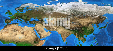 Carte de l'Eurasie. Vue détaillée de la Terre et de son relief, l'accent sur l'Europe et l'Asie. Éléments de cette image fournie par la NASA Banque D'Images