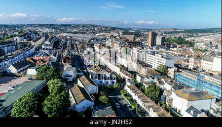 Vue aérienne de la ville de Brighton, Angleterre. Autour de la gare Banque D'Images